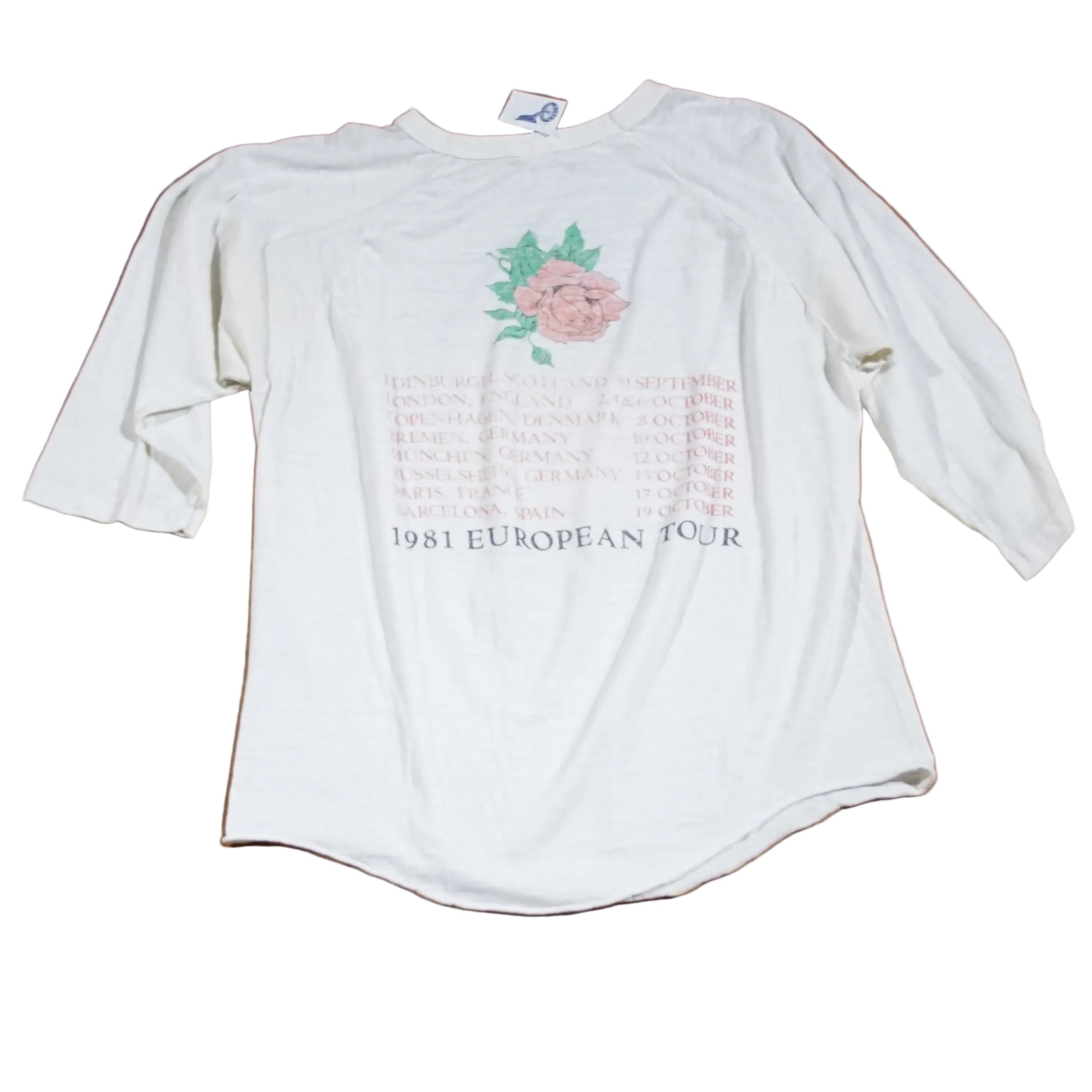 Grateful Dead 1980 European Tour Shirt | Sz Large | Vtg 80s Raglan